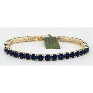 Created Blue Sapphire Tennis Bracelet 14k Yellow Gold Plated